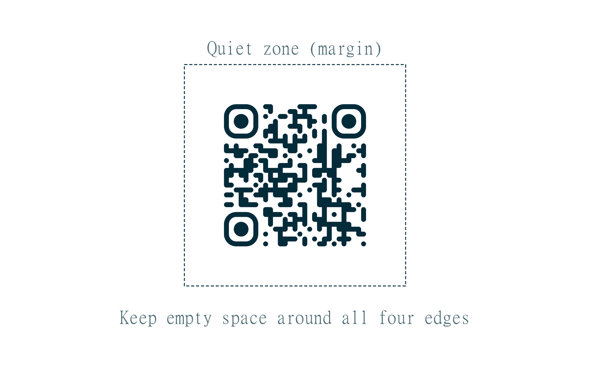 Real QR code showing the quiet zone margin required for reliable scanning